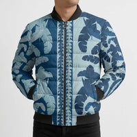 Hawaii Pua Kenikeni Lei Bomber Puffer Jacket With Lau Maia Royal Blue