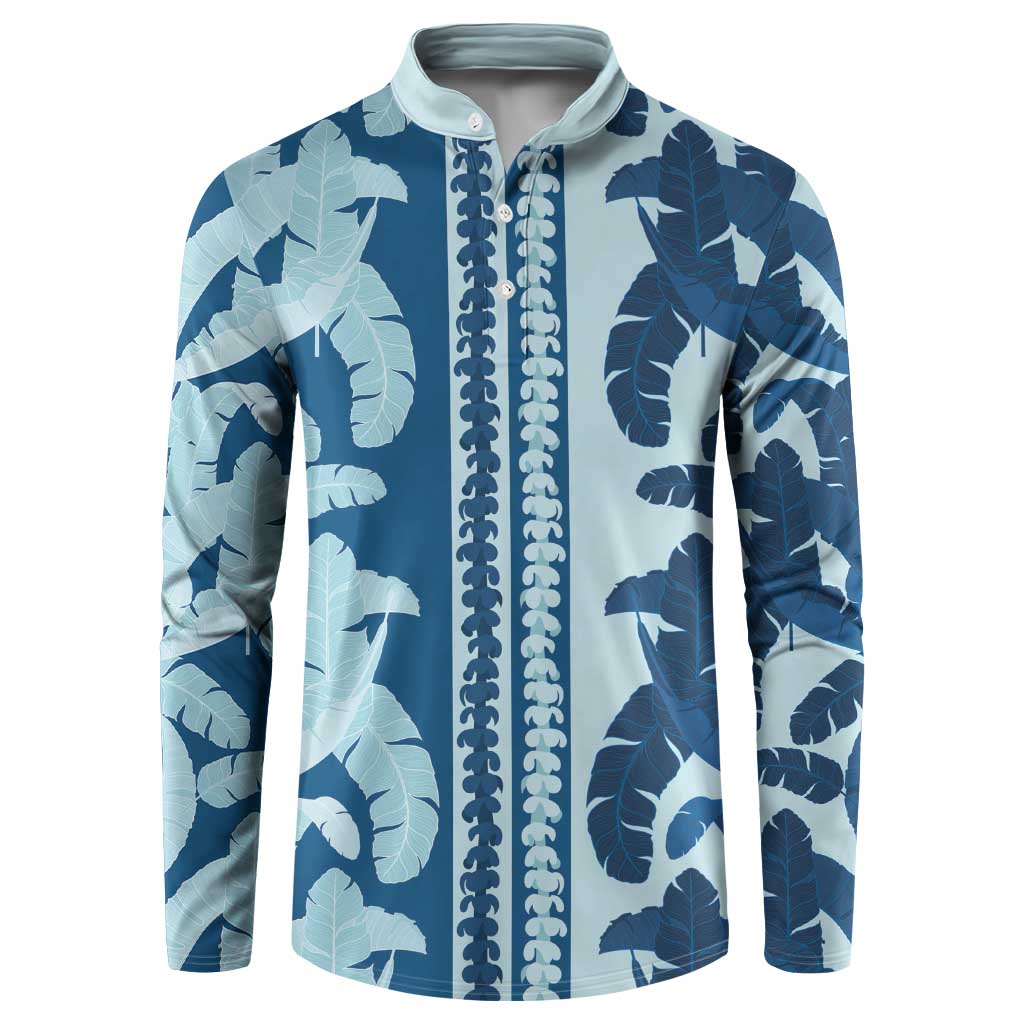 Hawaii Pua Kenikeni Lei Button Sweatshirt With Lau Maia Royal Blue LT05 Blue - Polynesian Pride