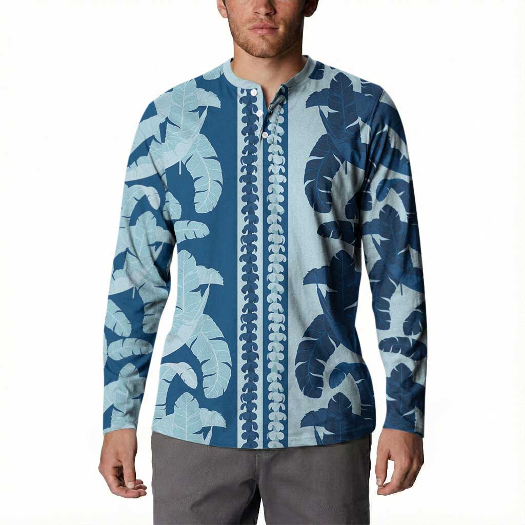 Hawaii Pua Kenikeni Lei Button Sweatshirt With Lau Maia Royal Blue LT05 - Polynesian Pride