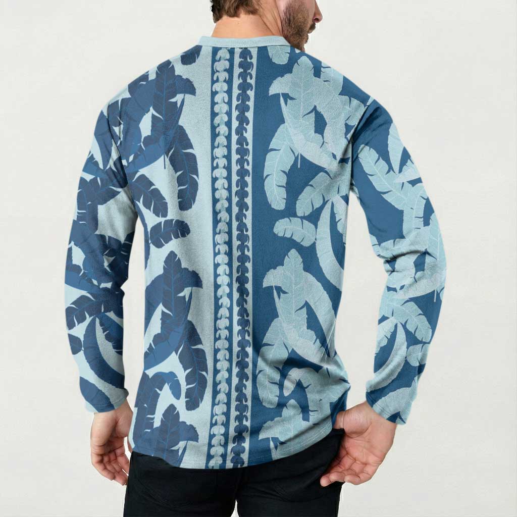 Hawaii Pua Kenikeni Lei Button Sweatshirt With Lau Maia Royal Blue LT05 - Polynesian Pride