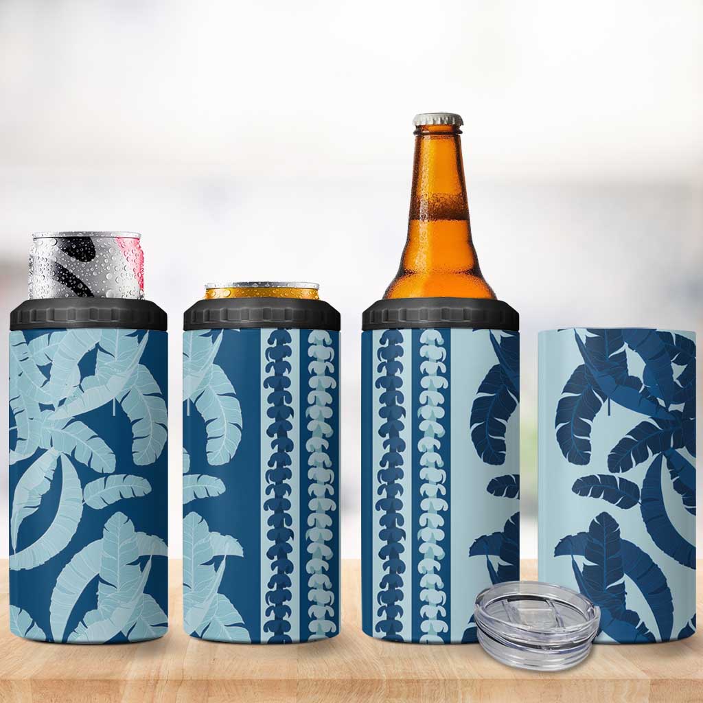 Hawaii Pua Kenikeni Lei 4 in 1 Can Cooler Tumbler With Lau Maia Royal Blue