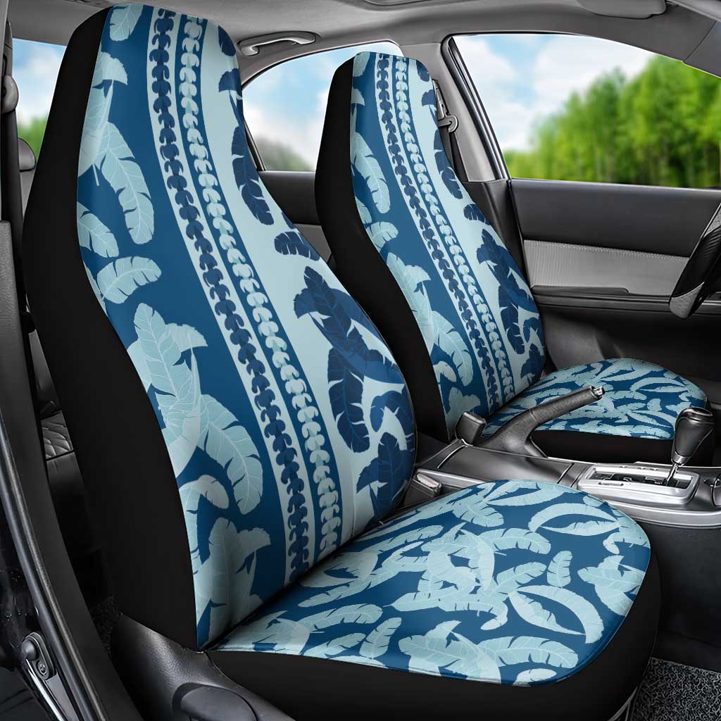 Hawaii Pua Kenikeni Lei Car Seat Cover With Lau Maia Royal Blue LT05 - Polynesian Pride