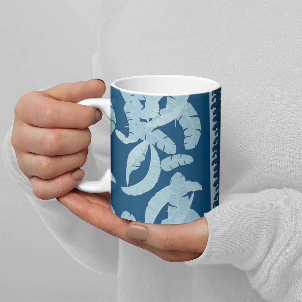 Hawaii Pua Kenikeni Lei Ceramic Mug With Lau Maia Royal Blue