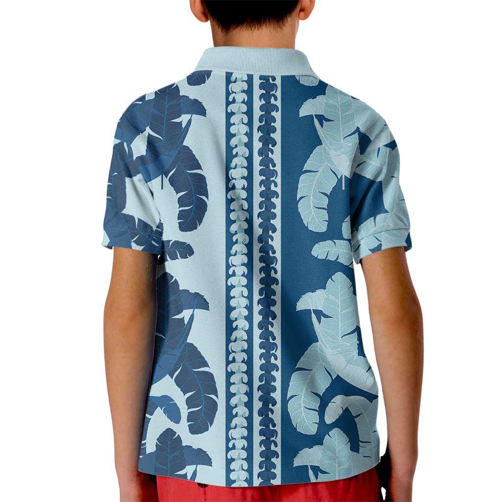 Hawaii Pua Kenikeni Lei Kid Polo Shirt With Lau Maia Royal Blue LT05 - Polynesian Pride
