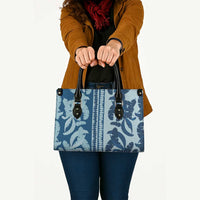Hawaii Pua Kenikeni Lei Leather Bag With Lau Maia Royal Blue LT05 - Polynesian Pride