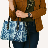 Hawaii Pua Kenikeni Lei Leather Bag With Lau Maia Royal Blue LT05 - Polynesian Pride