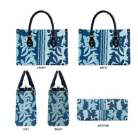 Hawaii Pua Kenikeni Lei Leather Bag With Lau Maia Royal Blue LT05 - Polynesian Pride