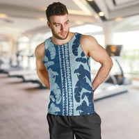 Hawaii Pua Kenikeni Lei Men Tank Top With Lau Maia Royal Blue LT05 Blue - Polynesian Pride