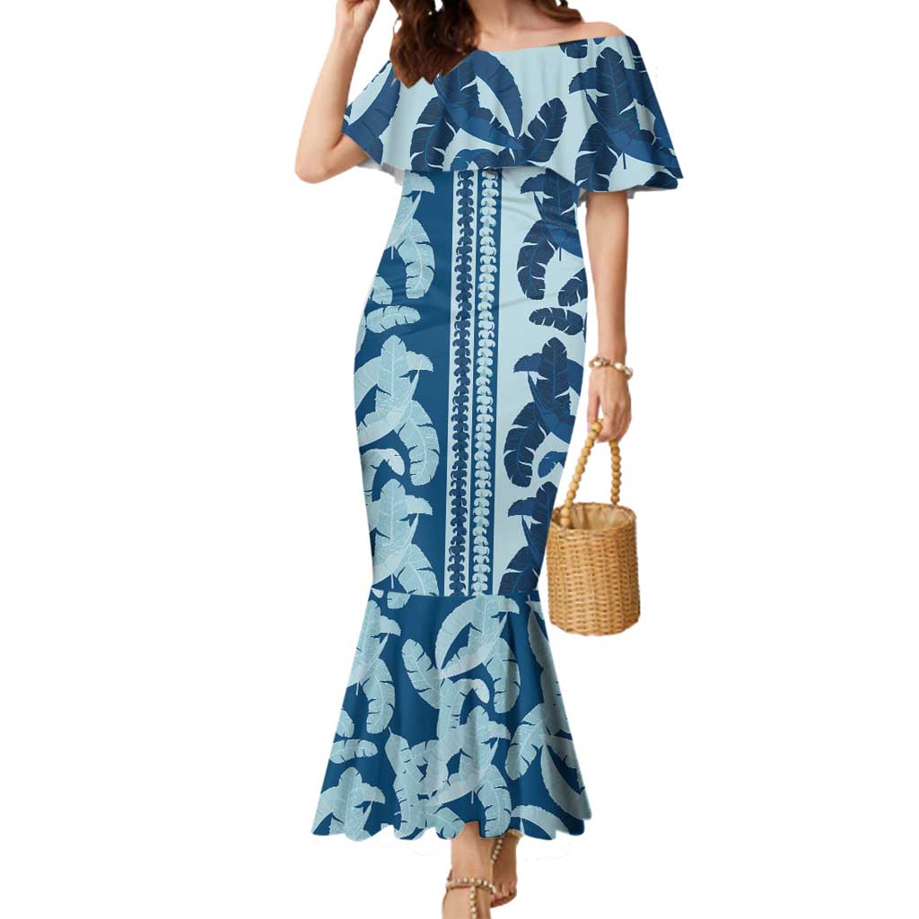 Hawaii Pua Kenikeni Lei Mermaid Dress With Lau Maia Royal Blue LT05 Women Blue - Polynesian Pride