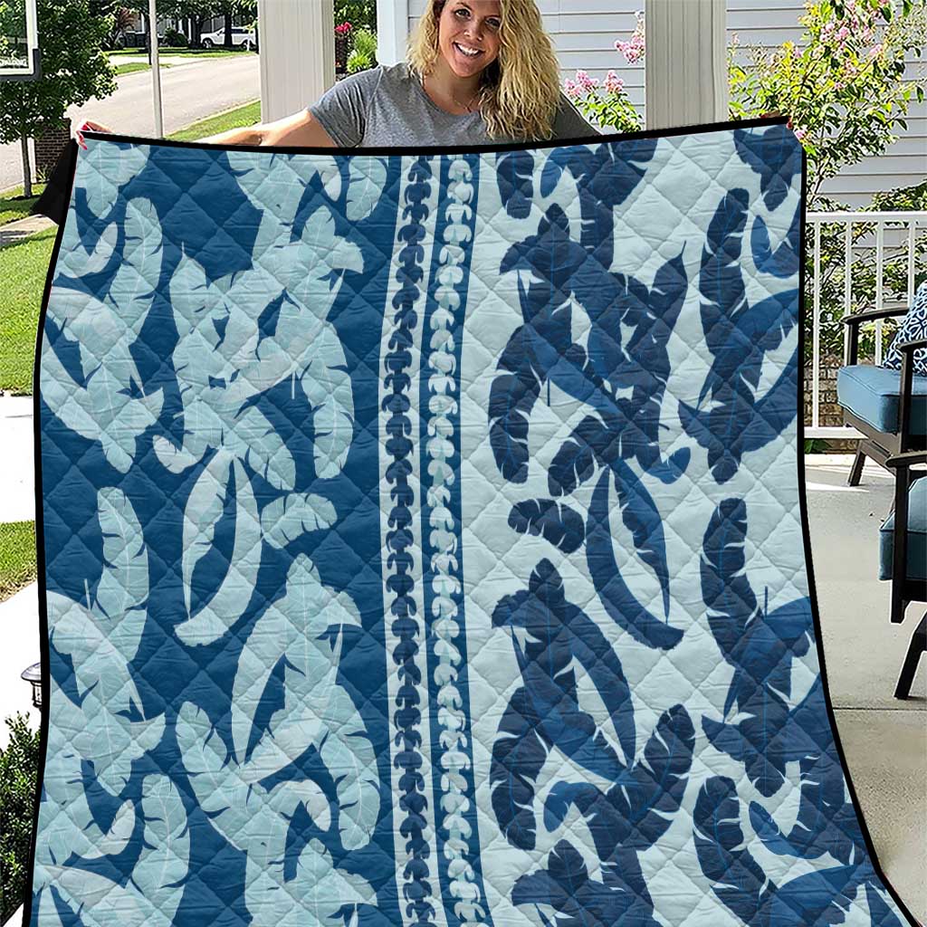 Hawaii Pua Kenikeni Lei Quilt With Lau Maia Royal Blue LT05 Blue - Polynesian Pride