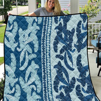 Hawaii Pua Kenikeni Lei Quilt With Lau Maia Royal Blue LT05 Blue - Polynesian Pride