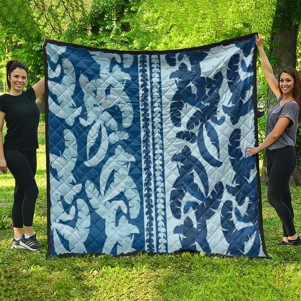 Hawaii Pua Kenikeni Lei Quilt With Lau Maia Royal Blue LT05 - Polynesian Pride