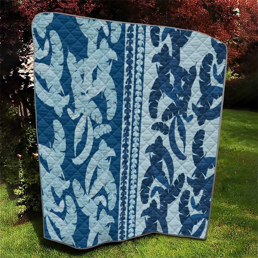 Hawaii Pua Kenikeni Lei Quilt With Lau Maia Royal Blue LT05 - Polynesian Pride