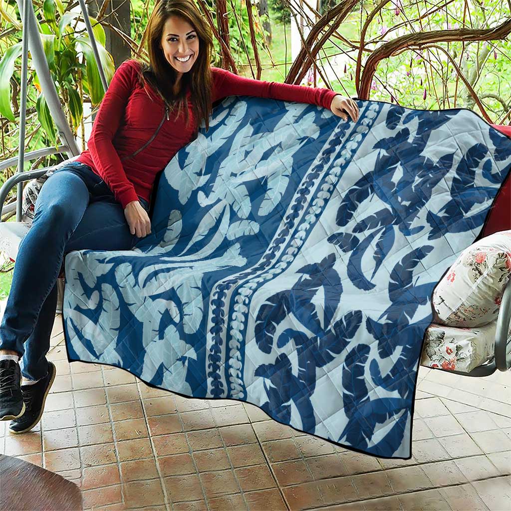 Hawaii Pua Kenikeni Lei Quilt With Lau Maia Royal Blue LT05 - Polynesian Pride
