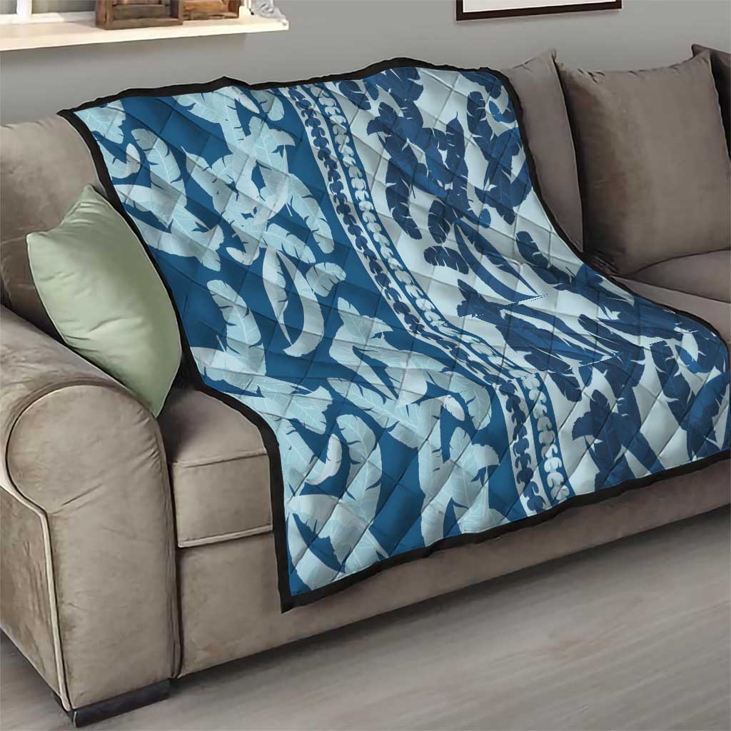 Hawaii Pua Kenikeni Lei Quilt With Lau Maia Royal Blue LT05 - Polynesian Pride