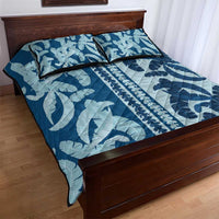 Hawaii Pua Kenikeni Lei Quilt Bed Set With Lau Maia Royal Blue LT05 - Polynesian Pride