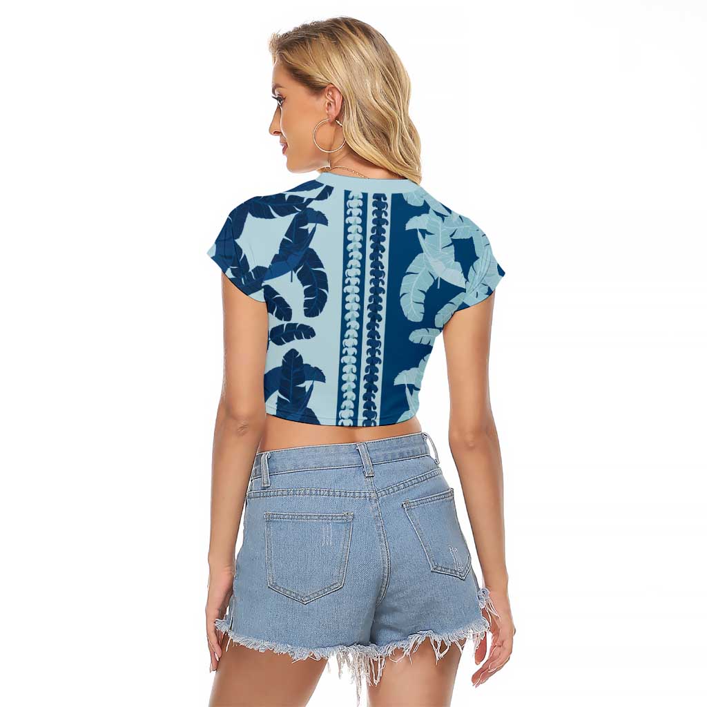 Hawaii Pua Kenikeni Lei Raglan Cropped T Shirt With Lau Maia Royal Blue LT05 - Polynesian Pride