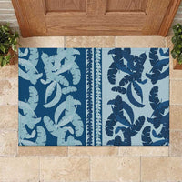 Hawaii Pua Kenikeni Lei Rubber Doormat With Lau Maia Royal Blue LT05 Blue - Polynesian Pride