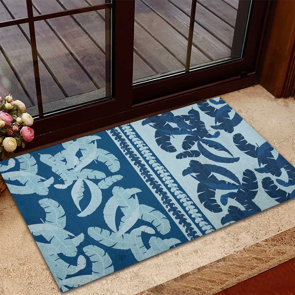 Hawaii Pua Kenikeni Lei Rubber Doormat With Lau Maia Royal Blue LT05 - Polynesian Pride