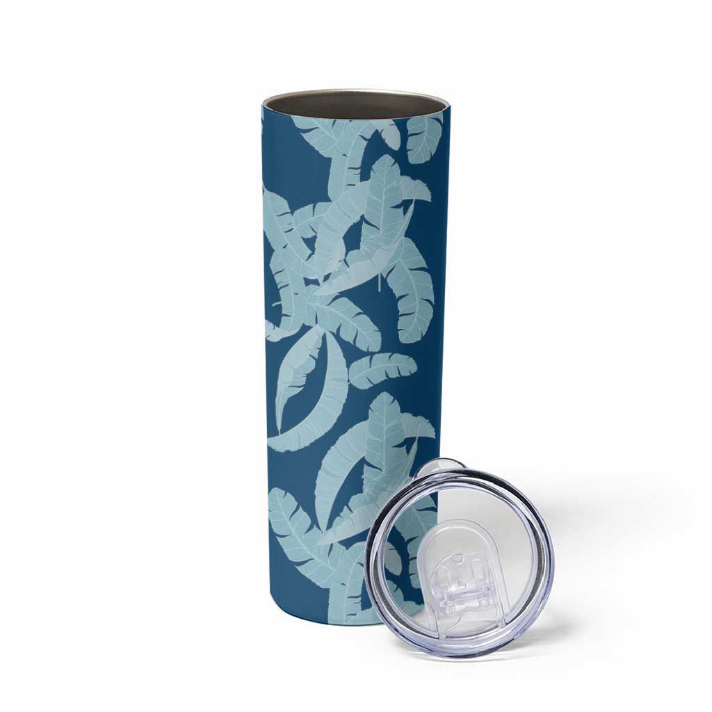 Hawaii Pua Kenikeni Lei Skinny Tumbler With Lau Maia Royal Blue LT05 - Polynesian Pride