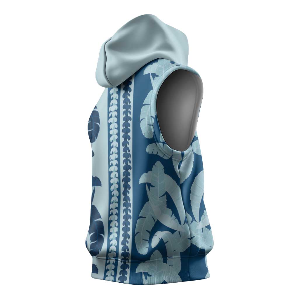 Hawaii Pua Kenikeni Lei Sleeveless Hoodie With Lau Maia Royal Blue LT05 - Polynesian Pride