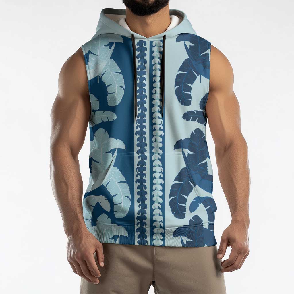Hawaii Pua Kenikeni Lei Sleeveless Hoodie With Lau Maia Royal Blue LT05 - Polynesian Pride