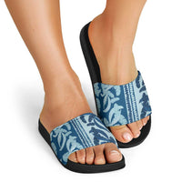 Hawaii Pua Kenikeni Lei Slide Sandals With Lau Maia Royal Blue