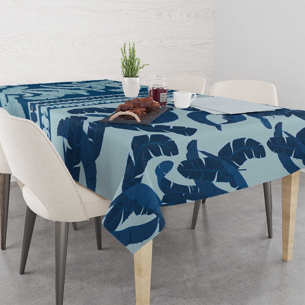 Hawaii Pua Kenikeni Lei Tablecloth With Lau Maia Royal Blue