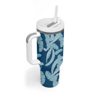 Hawaii Pua Kenikeni Lei Tumbler With Handle With Lau Maia Royal Blue