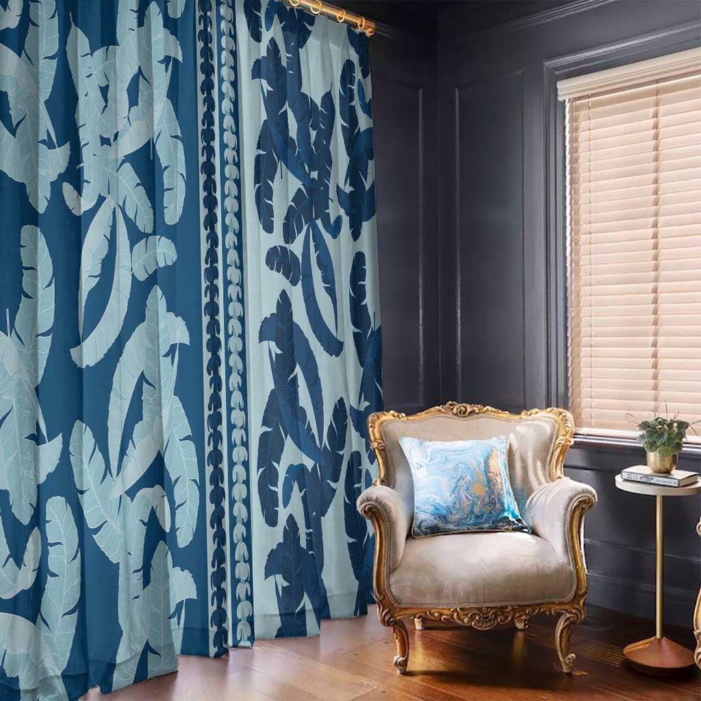 Hawaii Pua Kenikeni Lei Window Curtain With Lau Maia Royal Blue