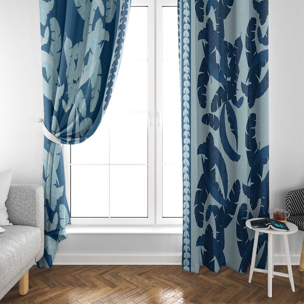 Hawaii Pua Kenikeni Lei Window Curtain With Lau Maia Royal Blue