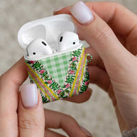 Hawaii Pikake Lokelani Plumeria Lei AirPods Case Green Palaka Motifs