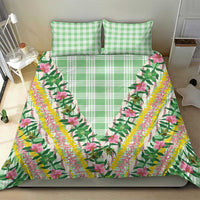 Hawaii Pikake Lokelani Plumeria Lei Bedding Set Green Palaka Motifs LT05 - Polynesian Pride