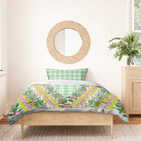 Hawaii Pikake Lokelani Plumeria Lei Bedding Set Green Palaka Motifs LT05 - Polynesian Pride