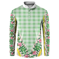 Hawaii Pikake Lokelani Plumeria Lei Button Sweatshirt Green Palaka Motifs LT05 Green - Polynesian Pride