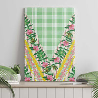 Hawaii Pikake Lokelani Plumeria Lei Canvas Wall Art Green Palaka Motifs