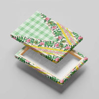 Hawaii Pikake Lokelani Plumeria Lei Canvas Wall Art Green Palaka Motifs