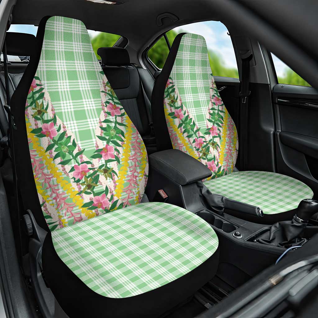 Hawaii Pikake Lokelani Plumeria Lei Car Seat Cover Green Palaka Motifs LT05 One Size Green - Polynesian Pride