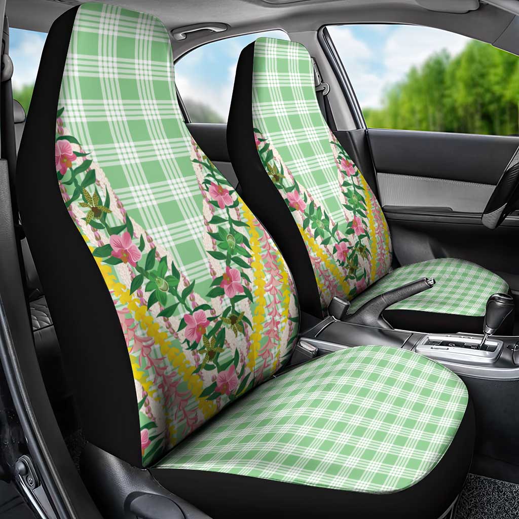 Hawaii Pikake Lokelani Plumeria Lei Car Seat Cover Green Palaka Motifs LT05 - Polynesian Pride