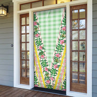 Hawaii Pikake Lokelani Plumeria Lei Door Cover Green Palaka Motifs LT05 - Polynesian Pride