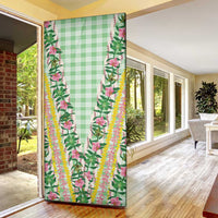 Hawaii Pikake Lokelani Plumeria Lei Door Cover Green Palaka Motifs LT05 - Polynesian Pride