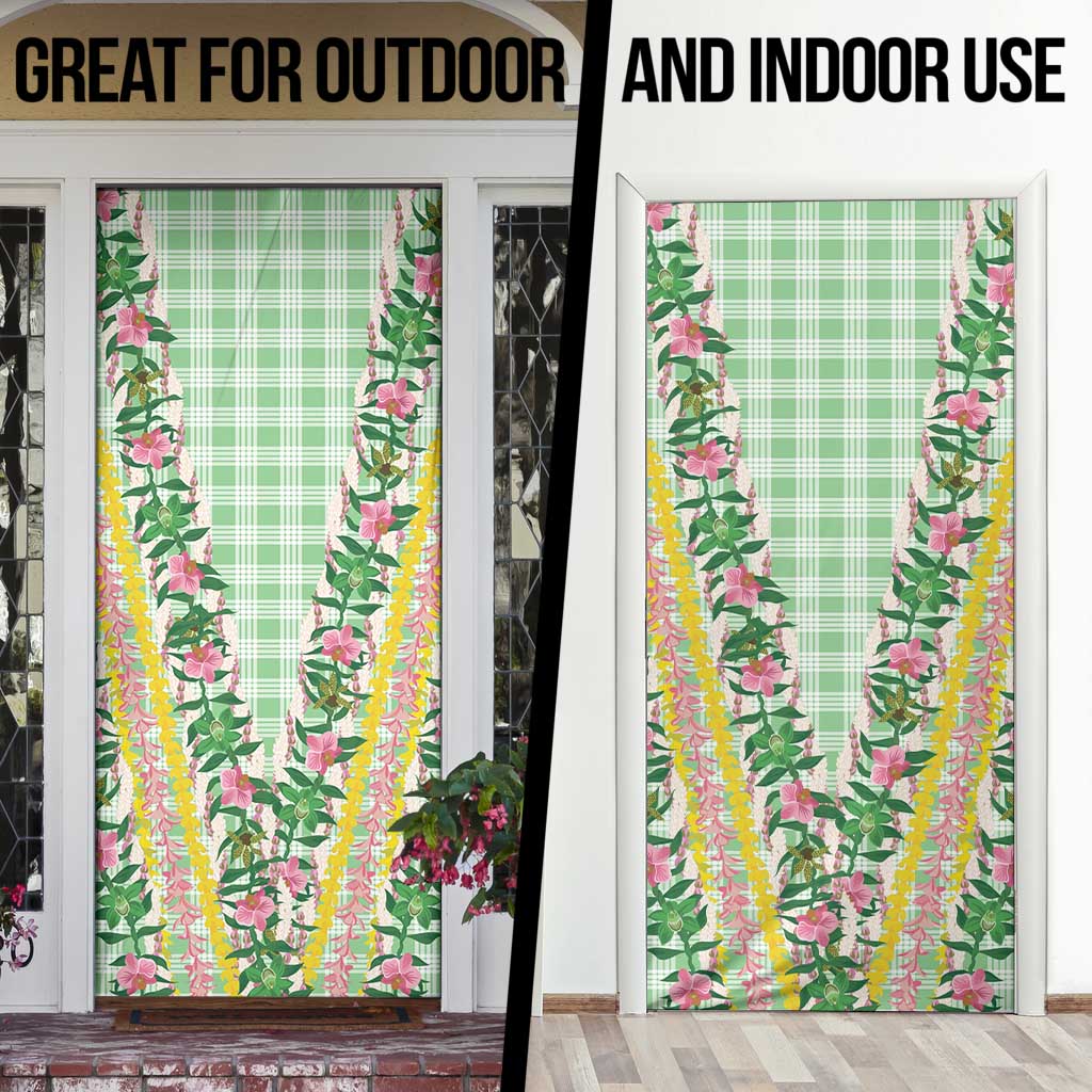 Hawaii Pikake Lokelani Plumeria Lei Door Cover Green Palaka Motifs LT05 - Polynesian Pride