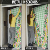 Hawaii Pikake Lokelani Plumeria Lei Door Cover Green Palaka Motifs LT05 - Polynesian Pride