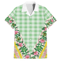 Hawaii Pikake Lokelani Plumeria Lei Family Matching Summer Maxi Dress and Hawaiian Shirt Green Palaka Motifs LT05 Dad's Shirt - Short Sleeve Green - Polynesian Pride