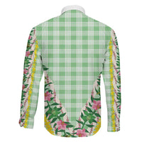 Hawaii Pikake Lokelani Plumeria Lei Family Matching Summer Maxi Dress and Hawaiian Shirt Green Palaka Motifs LT05 - Polynesian Pride