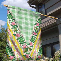 Hawaii Pikake Lokelani Plumeria Lei Garden Flag Green Palaka Motifs LT05 - Polynesian Pride