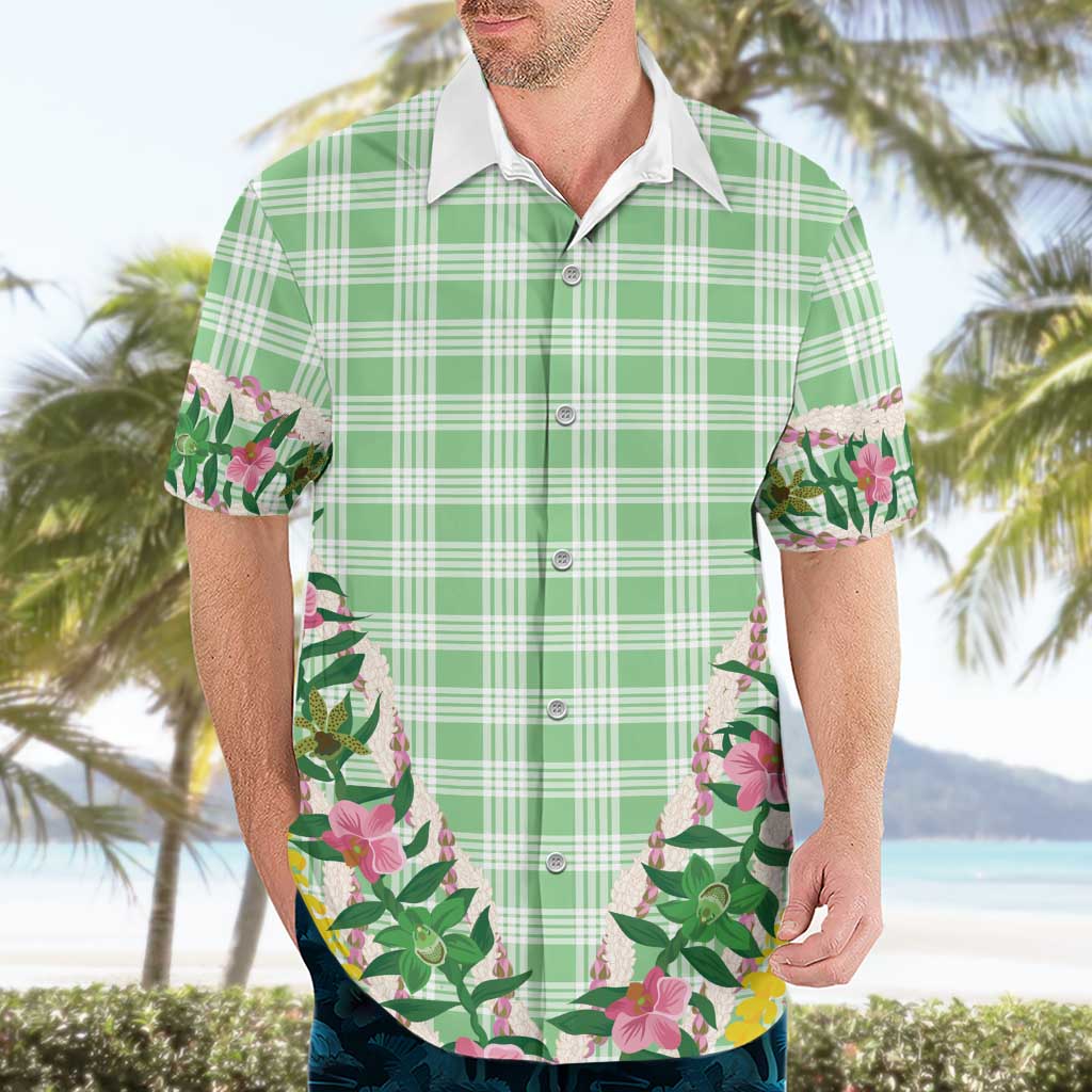 Hawaii Pikake Lokelani Plumeria Lei Hawaiian Shirt Green Palaka Motifs LT05 - Polynesian Pride