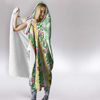 Hawaii Pikake Lokelani Plumeria Lei Hooded Blanket Green Palaka Motifs LT05 - Polynesian Pride