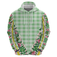 Hawaii Pikake Lokelani Plumeria Lei Hoodie Green Palaka Motifs LT05 - Polynesian Pride