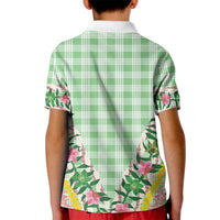 Hawaii Pikake Lokelani Plumeria Lei Kid Polo Shirt Green Palaka Motifs LT05 - Polynesian Pride